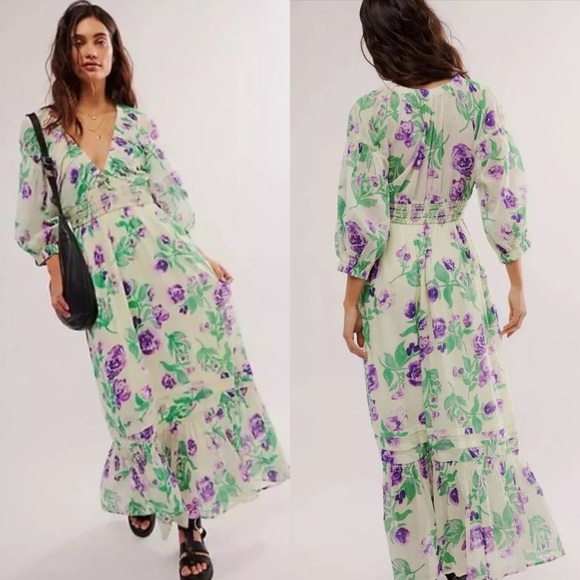 Free People Dresses & Skirts - New Free People Golden Hour Floral Dress, Sz L
